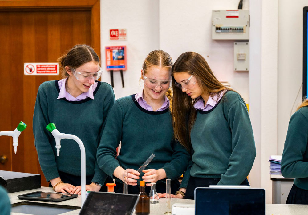 GCSE students in Science class at Farnborough Hill School.